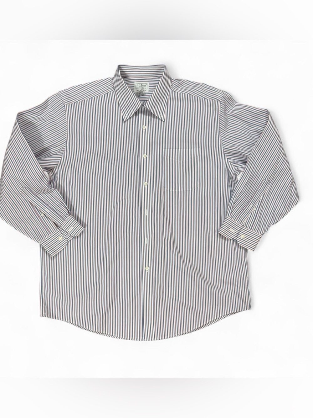 Vintage L.L.Bean Blue Purple Striped Cotton Button Up Shirt Men’s L